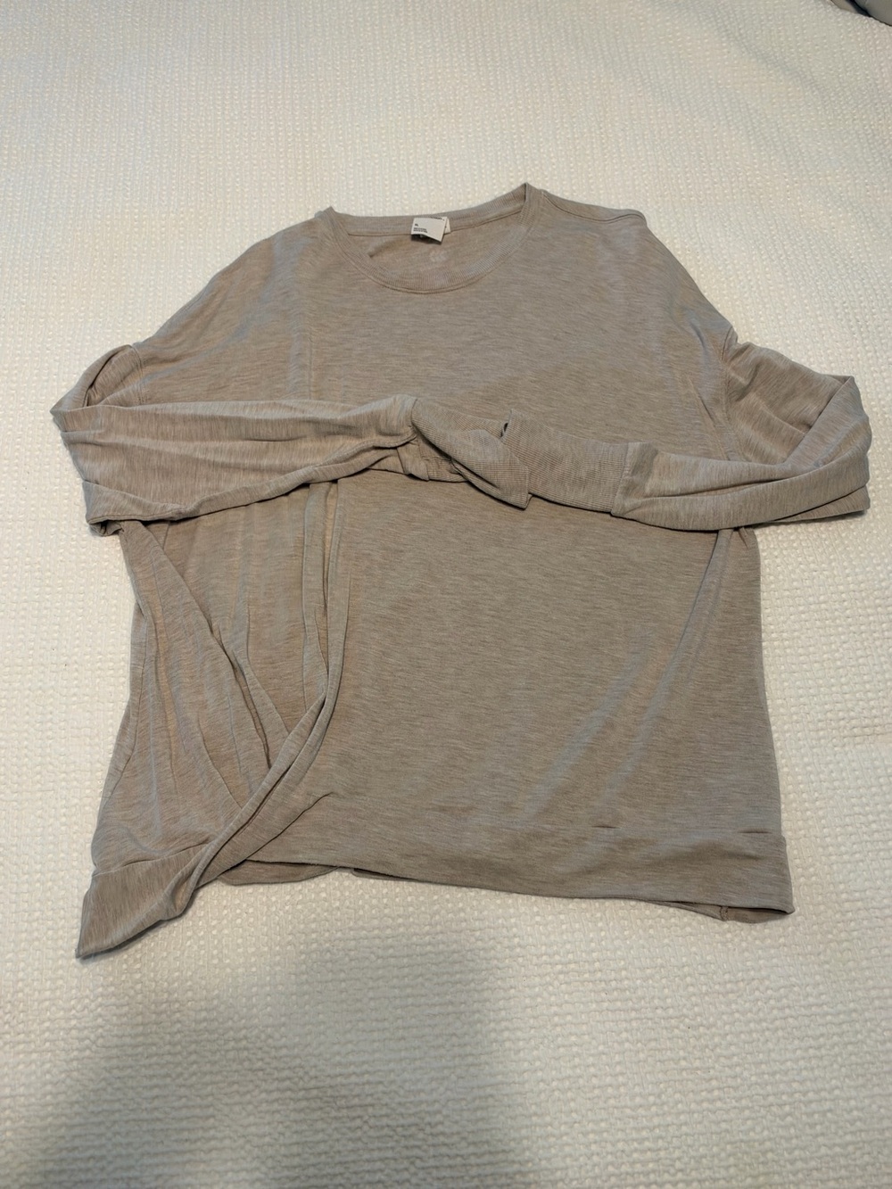 all in motion Light Taupe Crewneck Long Sleeve Top